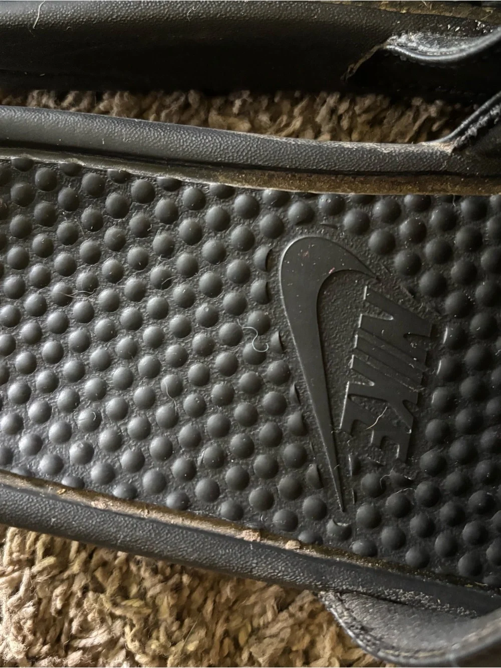 Nike' Black Slide Sandals with White Logo, shoes